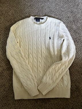 Vintage Ralph Lauren Sport Cream Cable-Knit Crewneck Sweater